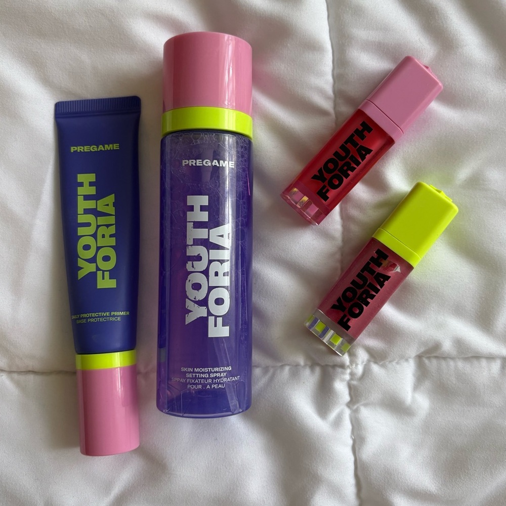 Youthforia Setting Spray, Primer, Lip Gloss, and Blush